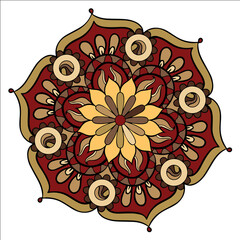 Colored mandala on the white background.Vector