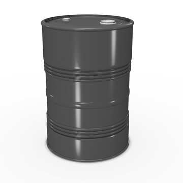 3d Metallfaß in Schwarz für Oil, Diesel und Bezin, freigestellt