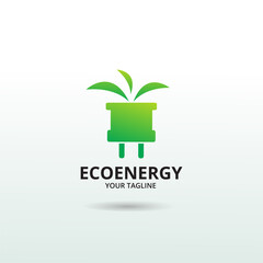 Eco Energy Logo Template. Illustration vector graphic. Design concept plug  With leaf symbol. Perfect for corporate, technology, initial , community and more technology brand identity