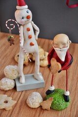 skinny snowman and Santa christmas decorations 