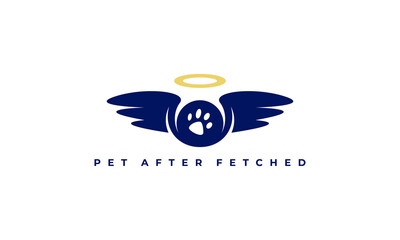 illustration vector graphic of abstract mark, simple, flat, modern, creative, combination paw print and wings angel halo for pets that have died and pet funerals logo design