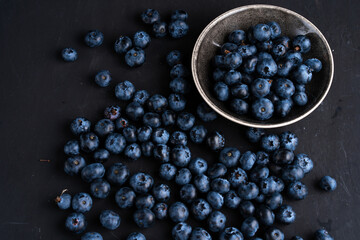 Blueberry antioxidant organic superfood in ceramic bowl concept for healthy eating and nutrition