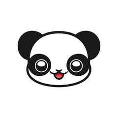 Cute panda head with happy smiling face cartoon character vector illustration design