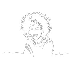 the woman laughs. vector image of a woman. one line. continuous line