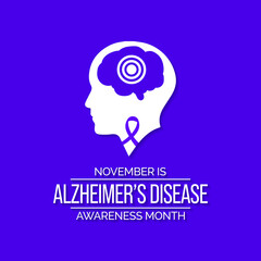 Vector illustration on the theme of National Alzheimer's disease awareness month observed each year during November.