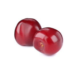 Tasty ripe red cherries isolated on white