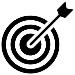 
Dartboard with arrow, solid icon design of archery 
