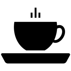 
Tea cup filled with hot tea solid icon 
