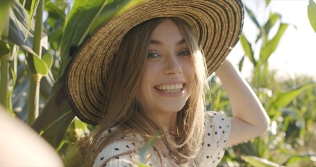 Happy smiling girl with hat