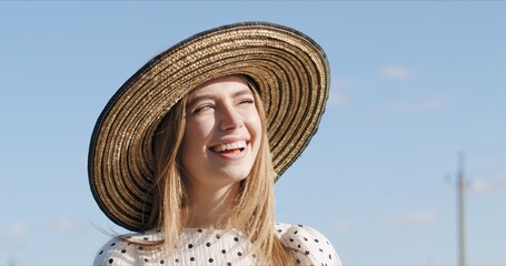 Happy smiling girl with hat