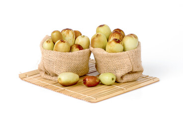 Chinese jujubes isolated on white background.