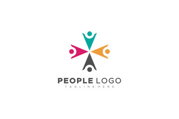 Abstract People Logo. Colorful Cross Plus Sign Human Symbol  isolated one white background. Usable for Business and Family Care Logos. Flat Vector Logo Design Template Element.
