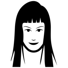 
Girl avatar line icon, human face 
