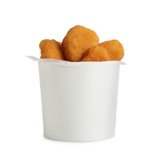 Delicious fried chicken nuggets isolated on white