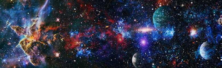 Panorama. Horizontal view for a glass panels . Template banner , Elements furnished by NASA .