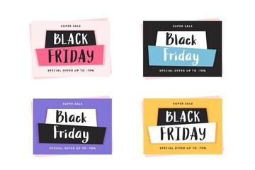 Black friday banner template set, vector illustration