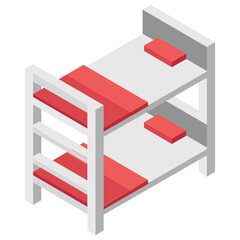 
Double deck bed isometric  icon design 
