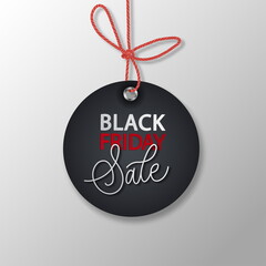 Black Friday realistic vector round paper price tag. Sale price tag labels. © ku4erashka