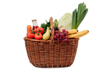basket with vegetables and fruits
