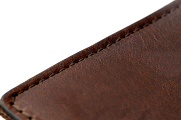 Brown shiny wallet isolated on white background