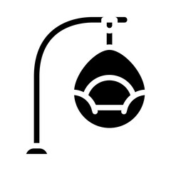 hanging chair glyph icon vector black illustration