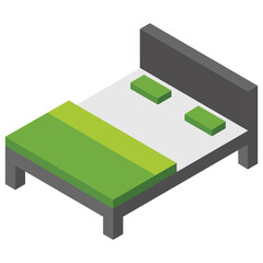
Place to sleep, bed isometric icon 
