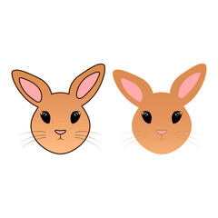 2 Rabbit face icon. Vector illustration.