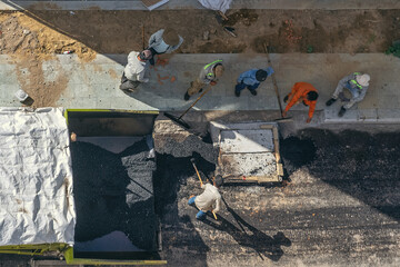 Construction road workers