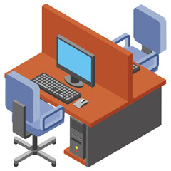 
Office workplace, employer table flat icon 
