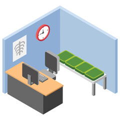 
Office workplace, employer table flat icon 
