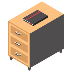 
Side table drawer flat icon design 
