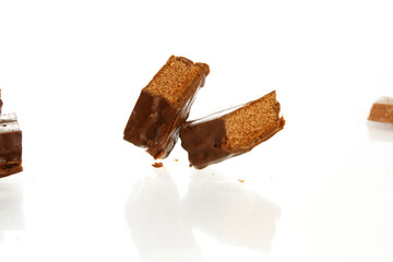 Delicious chocolate on white background