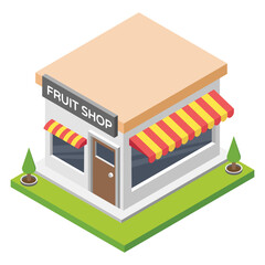 
Shop having fruits, fruit shop flat icon 
