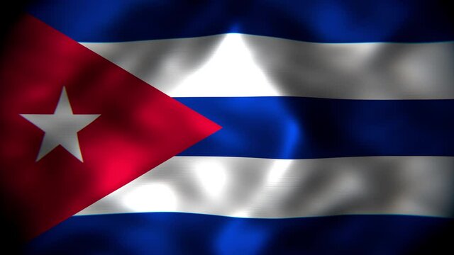 Realistic dark looping 3D animation of the national flag of Cuba rendered in UHD