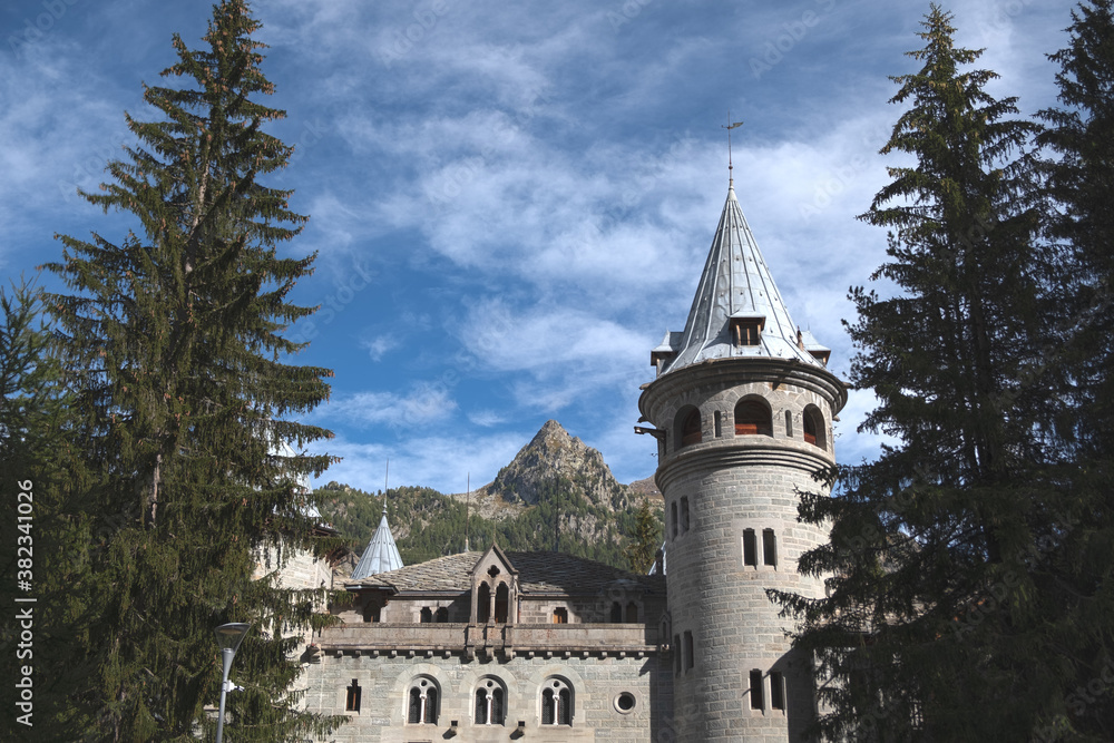 Wall mural savoia castle - gressoney-saint-jean, valle d'aosta region, italy