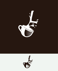 a cup of coffee with the letter L spilled
