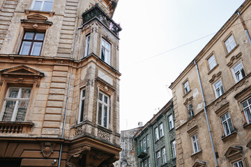 old architecture building city of Lviv Ukraine historical town center