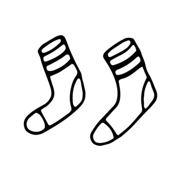 Vector Illustration With A Warm Cute Socks. Stylized Drawing For