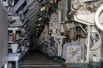 view of inside of french military submarine