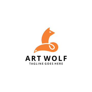 Illustration stand wolf luxury modern sign logo design silhouette template