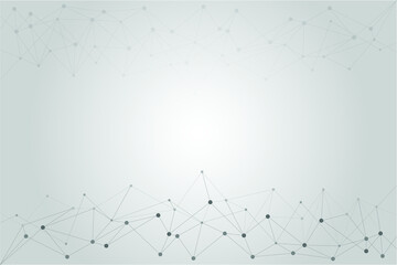 Grey Background with Line and Dot connection with Light blub on center.