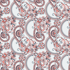 Paisley seamless vector pattern. Vintage background in batik style