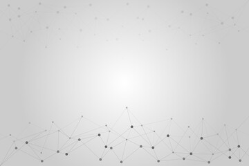 Grey Background with Line and Dot connection with Light blub on center.