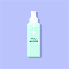 Pocket hand sanitizer spray. Instant hand protection. COVID-19, coronavirus, viruses, bacteria, flu killer. Handwashing. Vector illustration,