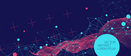 Wireframe background with plexus effect. Futuristic vector illustration.