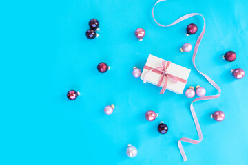 Christmas flat lay scene with golden decorations