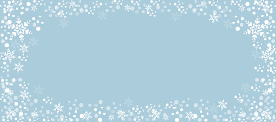 Abstract winter background. Blue color and snowflakes.