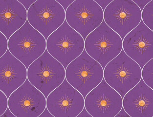 Modern Ethnic Pattern With Textured Sun Shape Marble Background Interior and Upholstery Concept Style Design With Trendy Fashion Colors