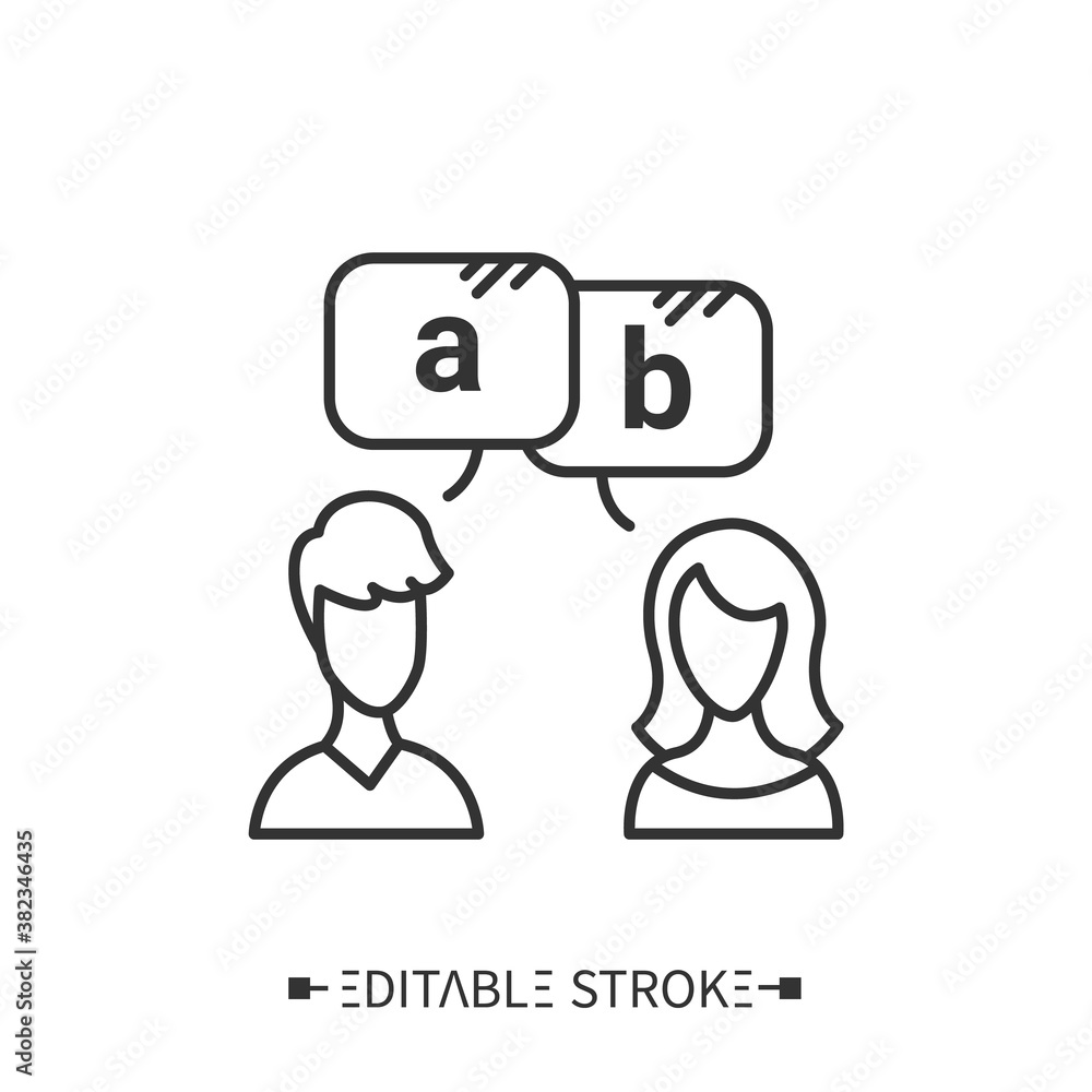 Poster dialogues icon. speaking practise. educational materials. foreign languages learning methods and tra