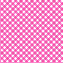 Pink background. Plaid, fabric, tablecloth, checkered textiles. Rhombus / square texture. Vector graphic illustration